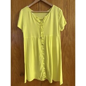 BA SH Dress Wm Sz 1 Small Lemon Yellow Edgy Summer Lace-Up Y2K 2000s Tunic Top